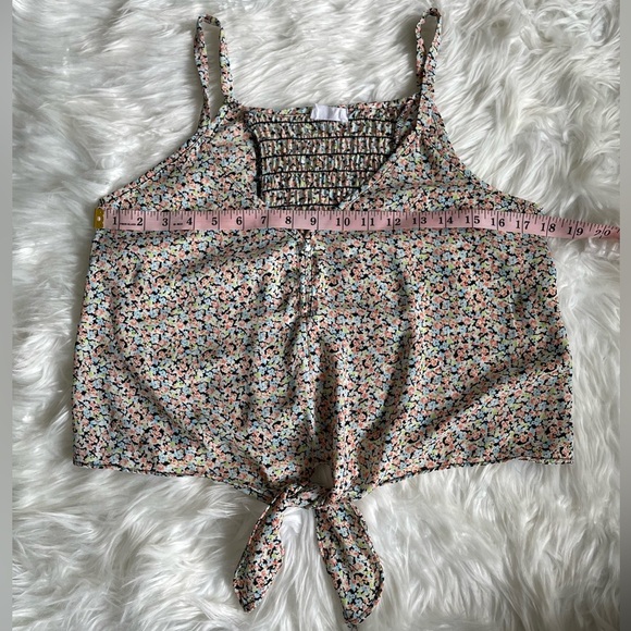 Sienna Sky | Women’s Medium Colorful Floral Tank with Tie and Decorative Buttons - Picture 7 of 12